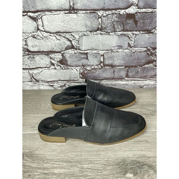 Free People At Ease Black Leather Loafer Slip On Classic Mules Women Sz 38.5EU/8 - Picture 12 of 16